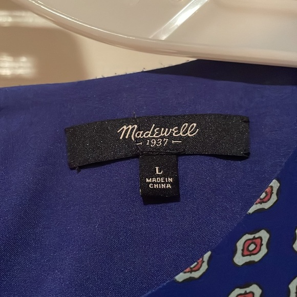 Madewell Blue Geometric Long Sleeve Dress - Picture 2 of 4